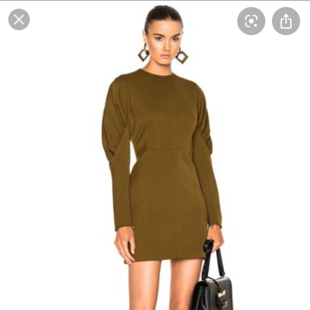 Tibi - Florence Puff-Sleeve Twill Sheath Dress